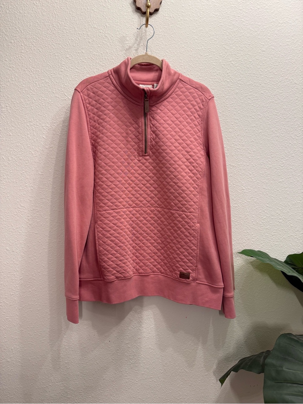 L.L.Bean Quilted Quarter Zip Pullover Sweatshirt Size Large